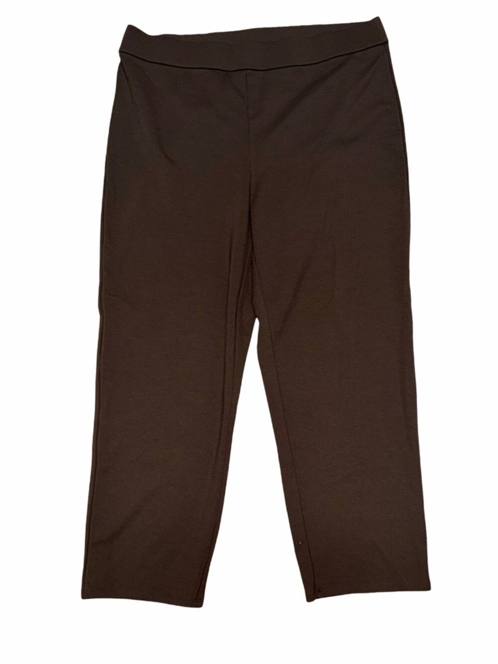 Eileen Fisher Petite PL Chocolate Brown Tencel Organic Cotton Pull On Pants